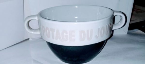 Black and White "Potage du Jour" Ceramic Soup Bowl