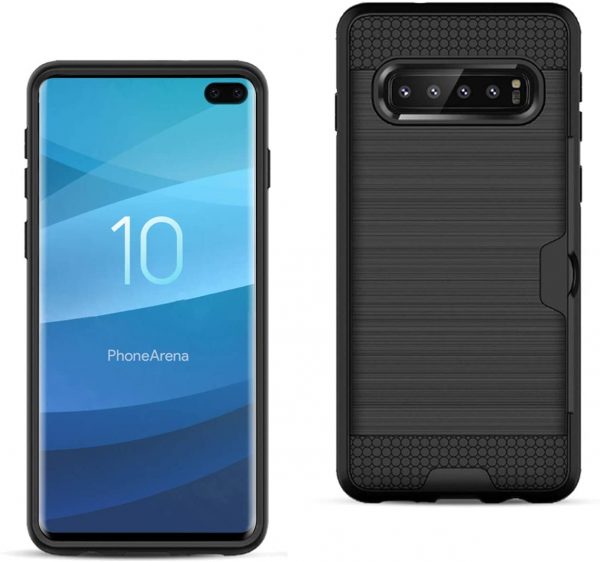 Samsung Galaxy S10 Plus Slim Armor Hybrid Case With Card Holder(Black)