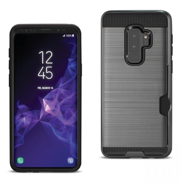 Samsung Galaxy S9 Plus Slim Armor Hybrid Case With Card Holder(Grey)