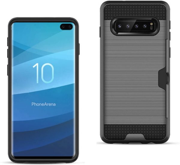 Samsung Galaxy S10 Plus Slim Armor Hybrid Case With Card Holder(Grey)