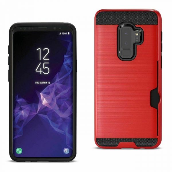 Samsung Galaxy S9 Plus Slim Armor Hybrid Case With Card Holder(Red)