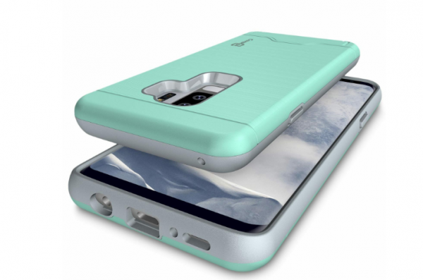 Mint Teal Hard Hybrid Case for Samsung Galaxy S9 Plus Kickstand Card Cover - Image 3