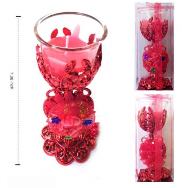 Red Flower Designed Candle Holder